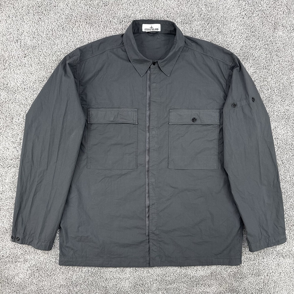 Stone Island Tela Paracadute Shirt Jacket Men XXL Gray Lightweight Chest Pockets